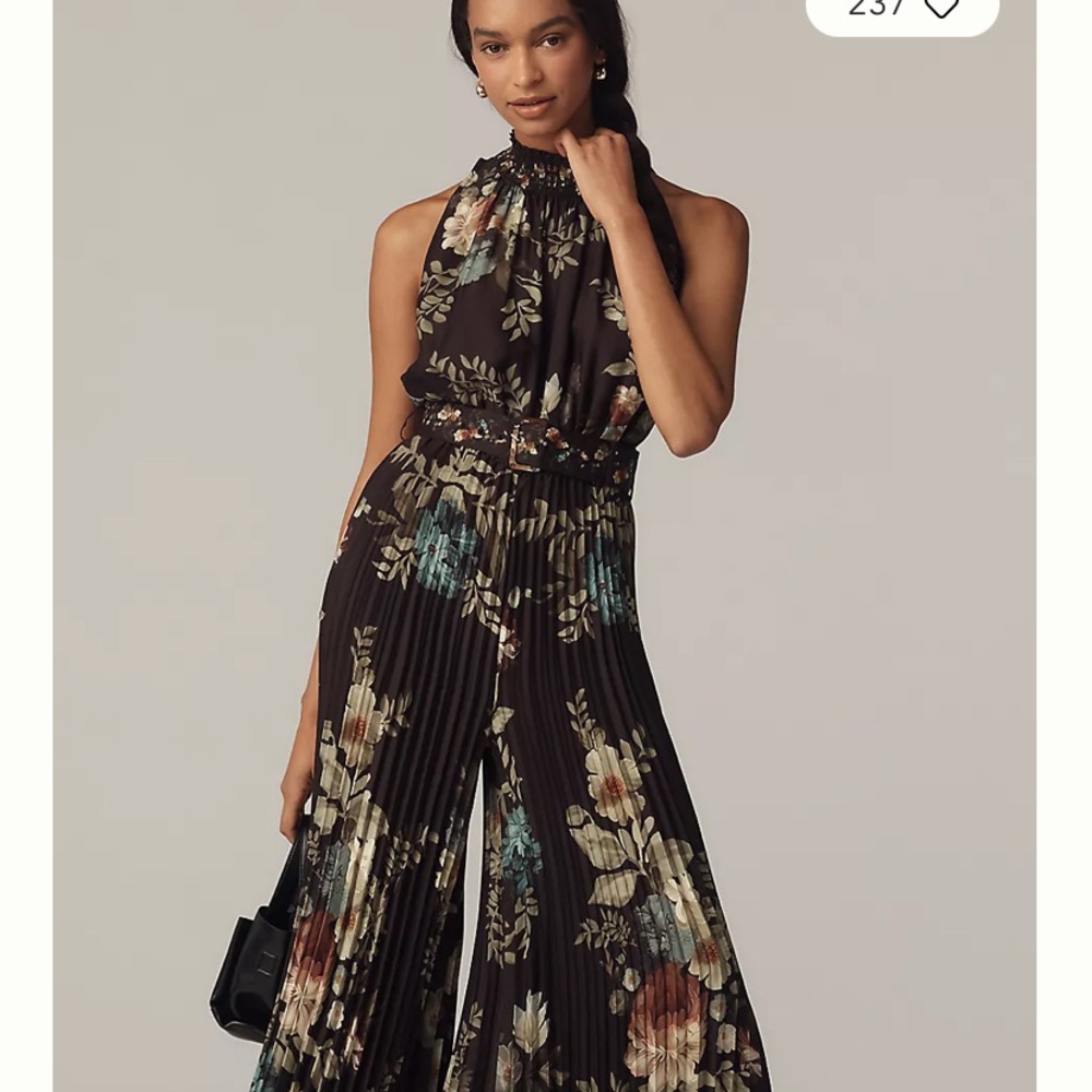Anthropologie Black Floral Jumpsuit